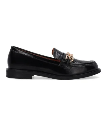 Pantofi loafer din piele lacuita cu detaliu metalic