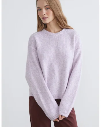 Pulover supradimensionat din amestec de lana, Lila