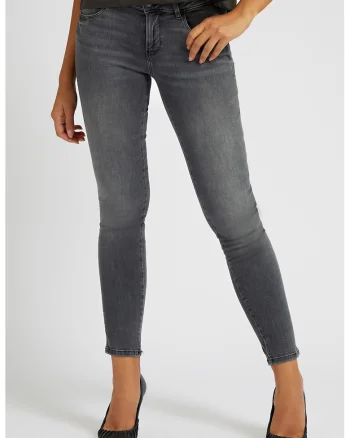 Blugi skinny cu aspect decolorat Curve X, Alb murdar/Gri inchis