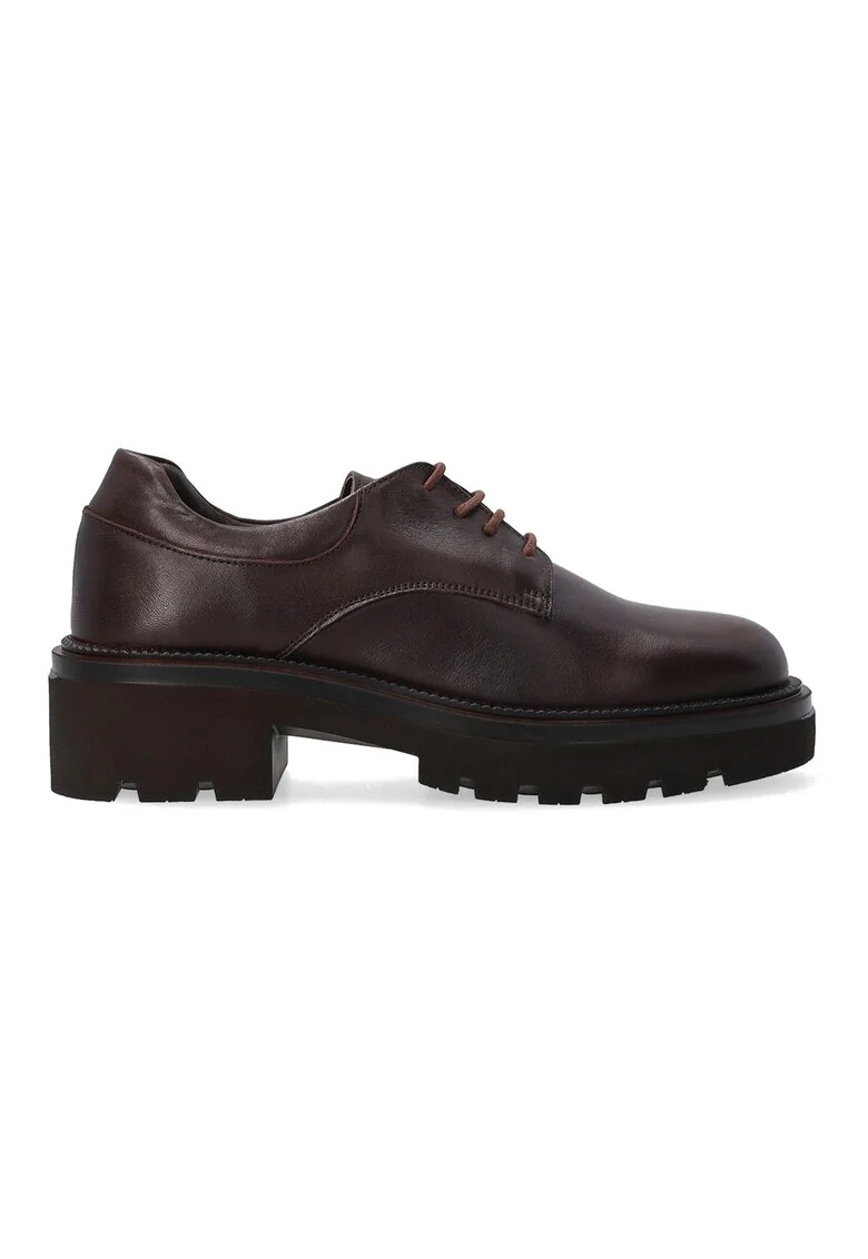 Pantofi casual din piele naturala cu toc masiv