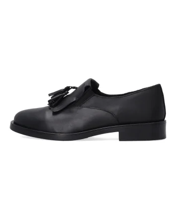 Pantofi loafer din piele cu franjuri si ciucuri
