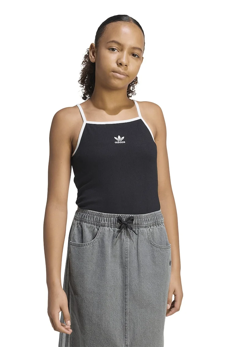 Top crop slim fit, Negru