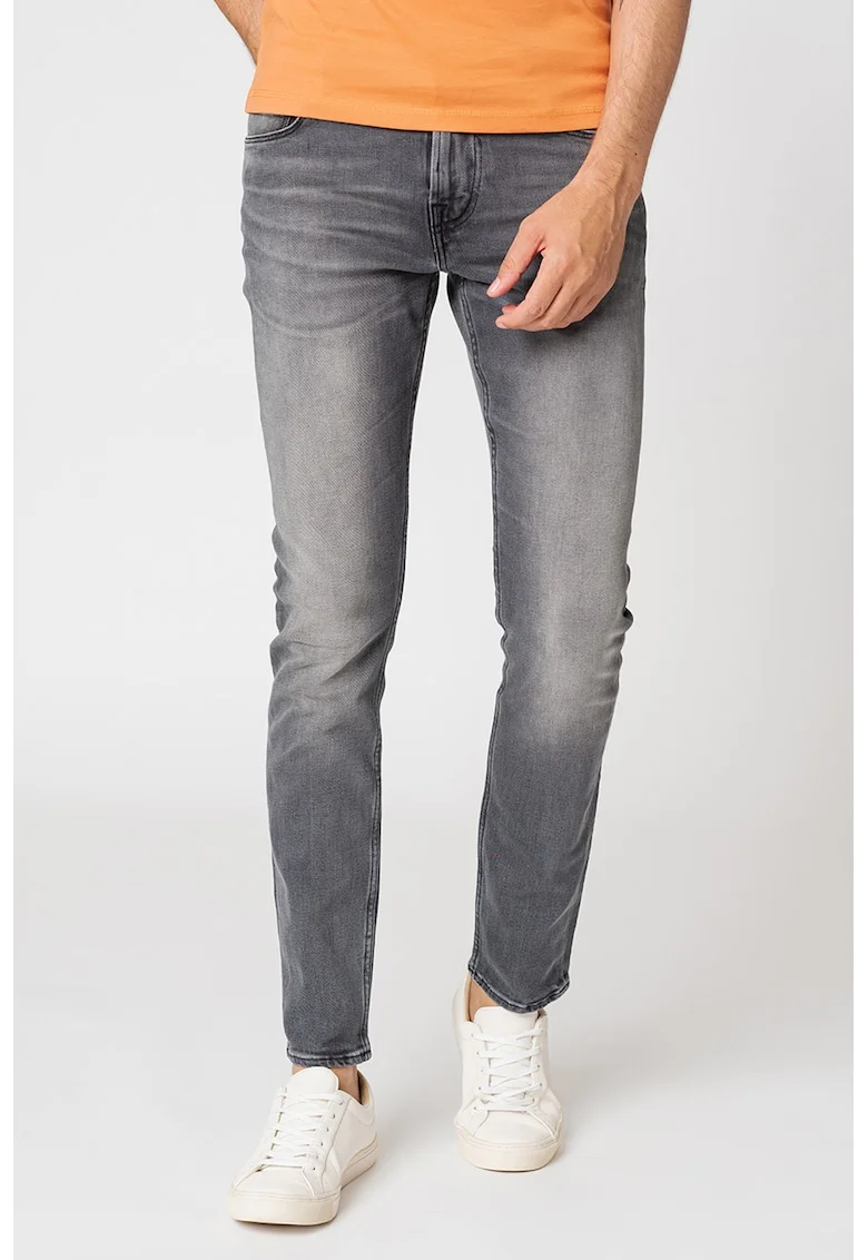Blugi super skinny cu aspect decolorat Chris, Gri inchis