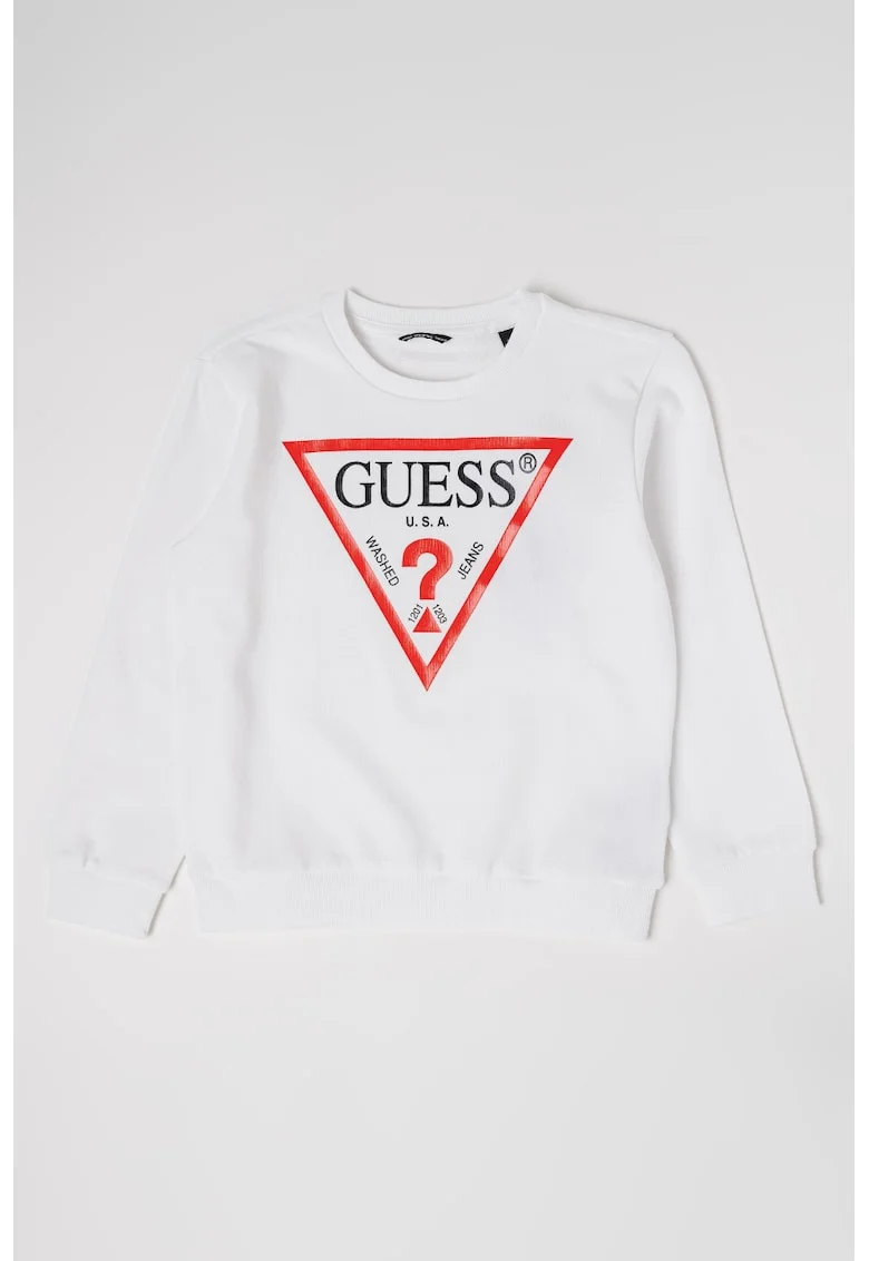 Bluza de trening cu decolteu la baza gatului si logo, Rosu/Alb