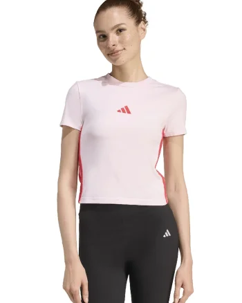 Tricou crop cu croiala slim-fit Essentials, Rosu/Roz pal