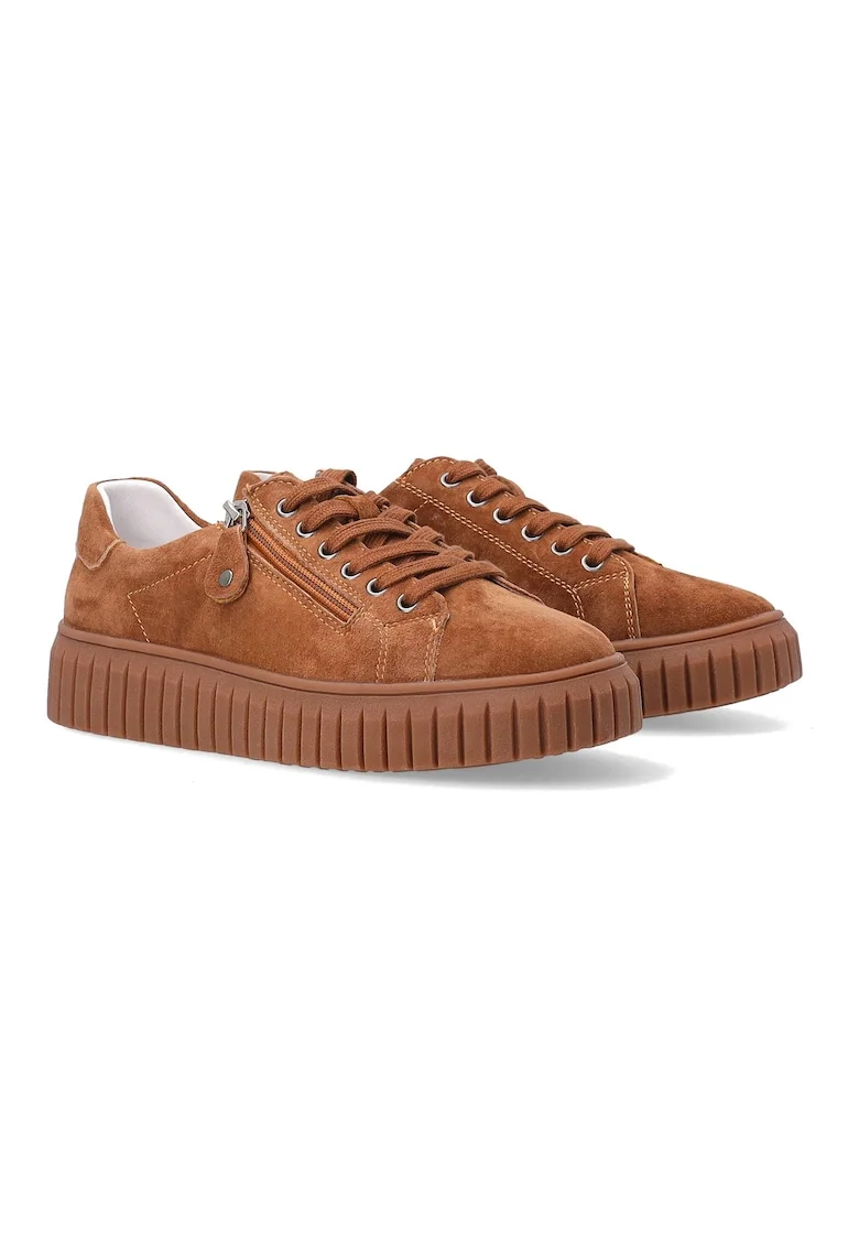 Pantofi sport din piele intoarsa, Maro