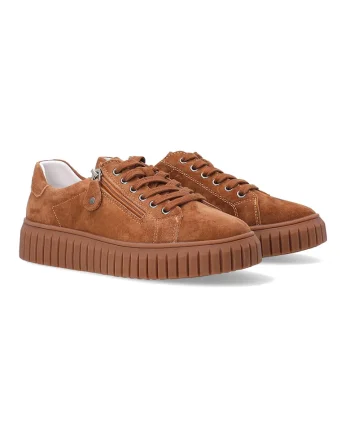 Pantofi sport din piele intoarsa, Maro
