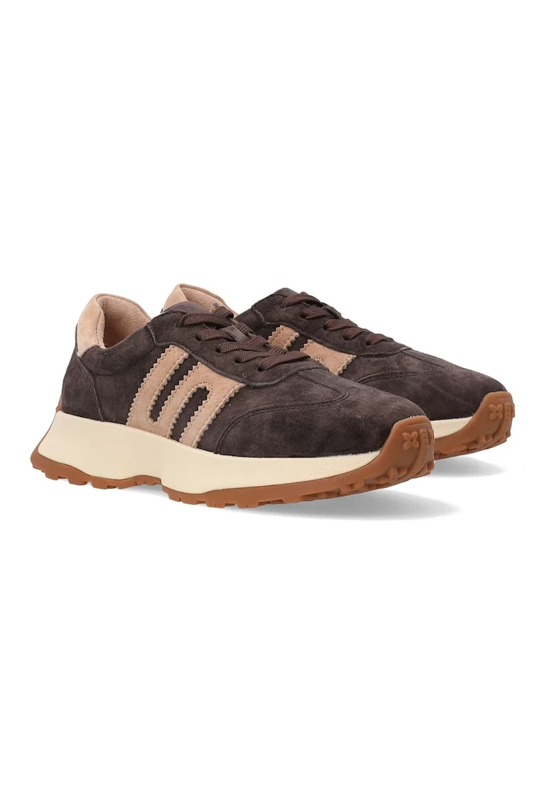 Pantofi sport flatform din piele intoarsa, Maro