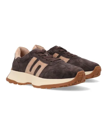 Pantofi sport flatform din piele intoarsa, Maro