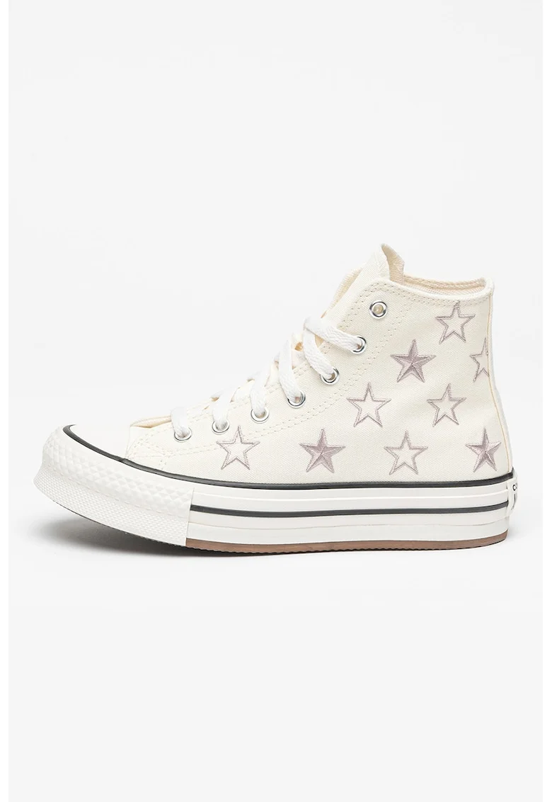 Tenisi high-top cu model stele Chuck Taylor All Star, Alb/Gri deschis