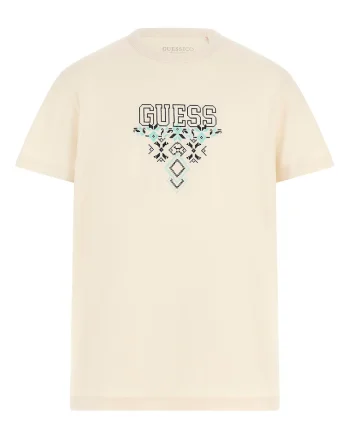 Tricou cu logo brodat, Negru/Albastru deschis/Bej deschis