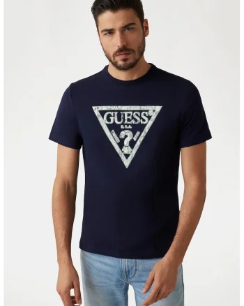 Tricou slim fit cu imprimeu logo, Gri cenusiu/Bleumarin