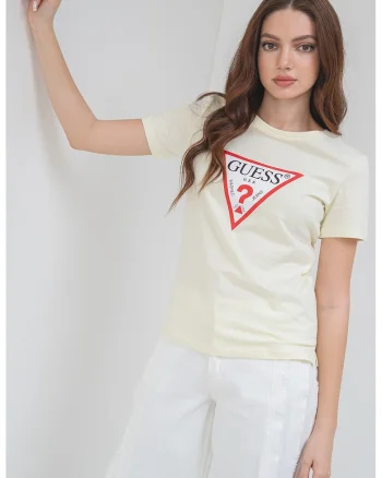 Tricou din bumbac cu imprimeu logo, Galben pal
