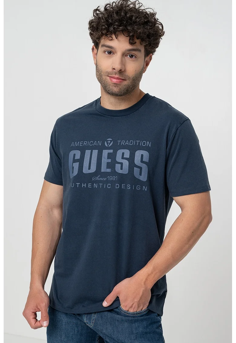 Tricou regular fit cu logo, Bleumarin