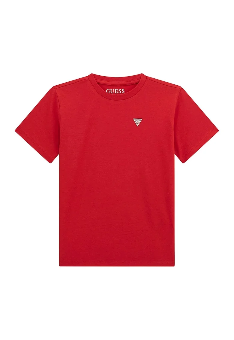 Tricou din bumbac cu decolteu la baza gatului, Rosu