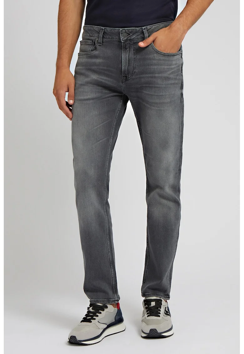 Blugi slim fit cu aspect decolorat Angels, Alb murdar/Gri inchis