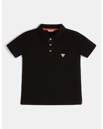 Tricou polo cu logo discret, Negru
