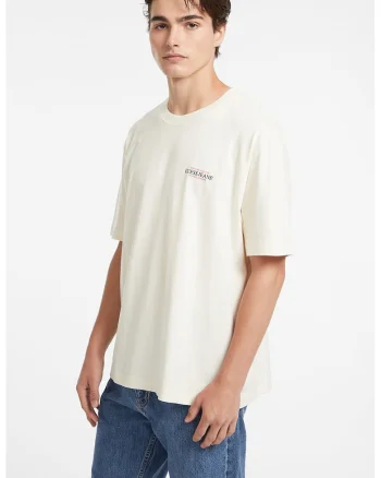 Tricou lejer cu imprimeu logo, Crem