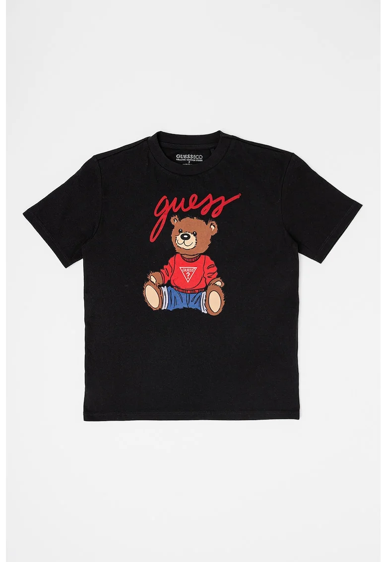 Tricou cu imprimeu grafic, Negru/Rosu inchis