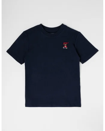 Tricou cu detaliu brodat, Rosu/Alb optic/Bleumarin