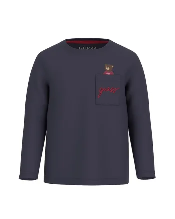 Bluza din bumbac cu buzunar pe piept, Albastru prafuit