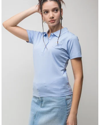 Tricou polo cu buzunar pe piept, Albastru pastel