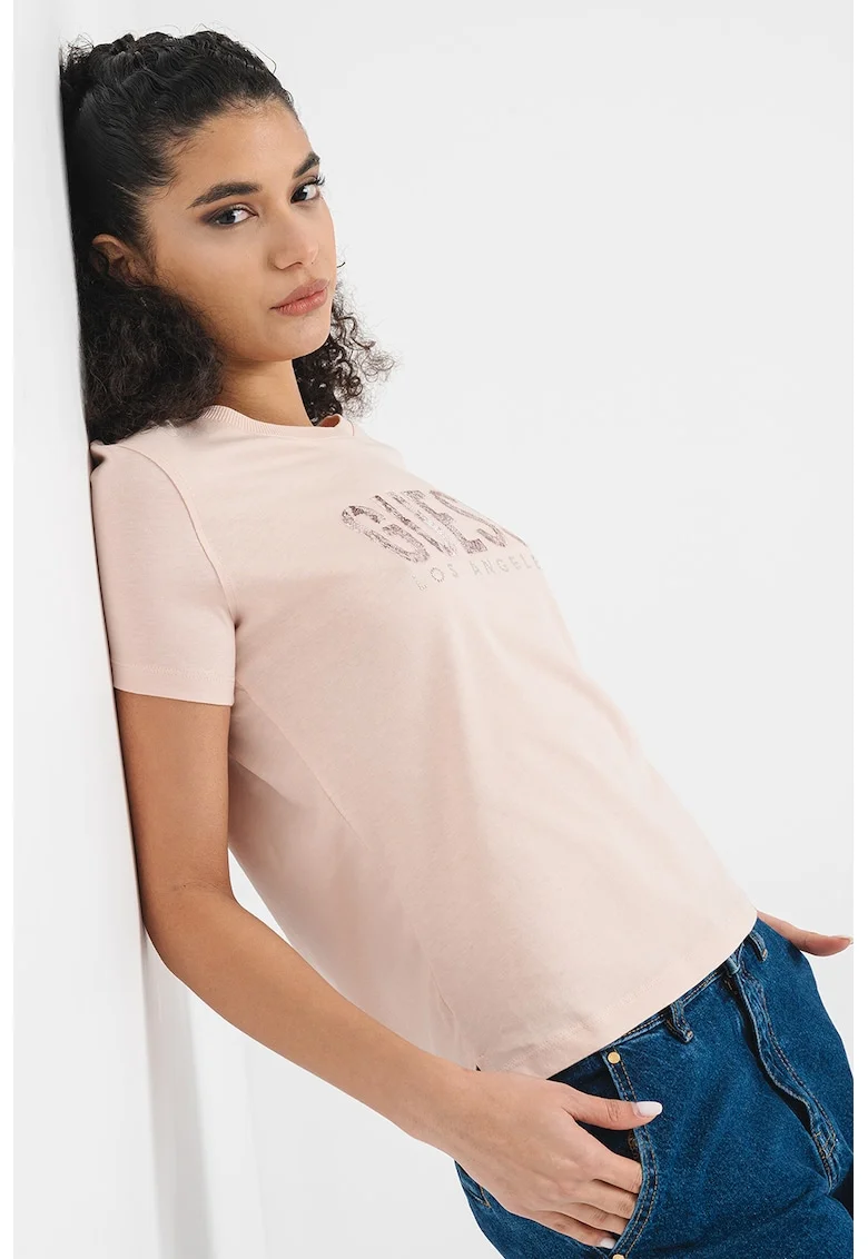 Tricou cu logo, Roz pal
