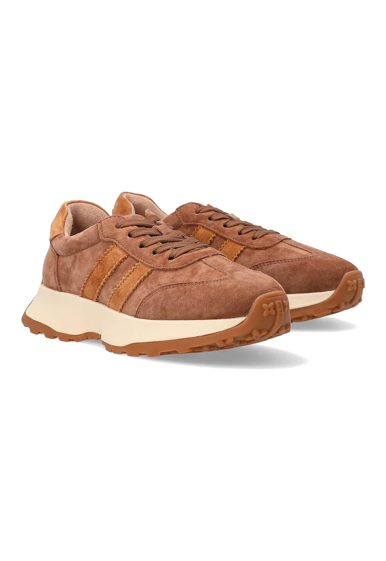 Pantofi sport din piele intoarsa cu insertii contrastante