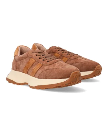 Pantofi sport din piele intoarsa cu insertii contrastante