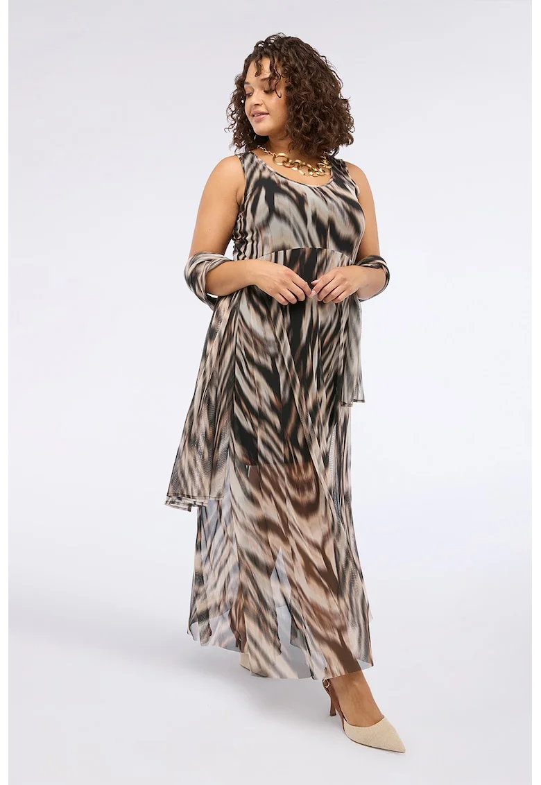 Rochie din tul cu animal print, Multicolor
