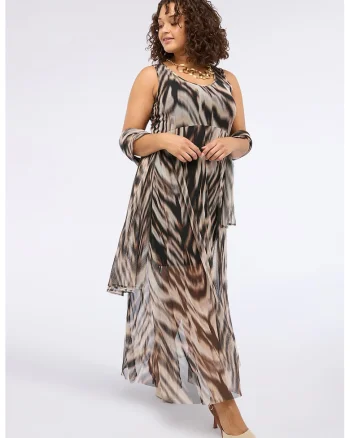 Rochie din tul cu animal print, Multicolor