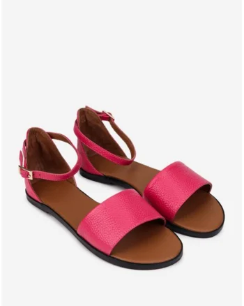 Sandale dama realizate din piele texturata fuchsia