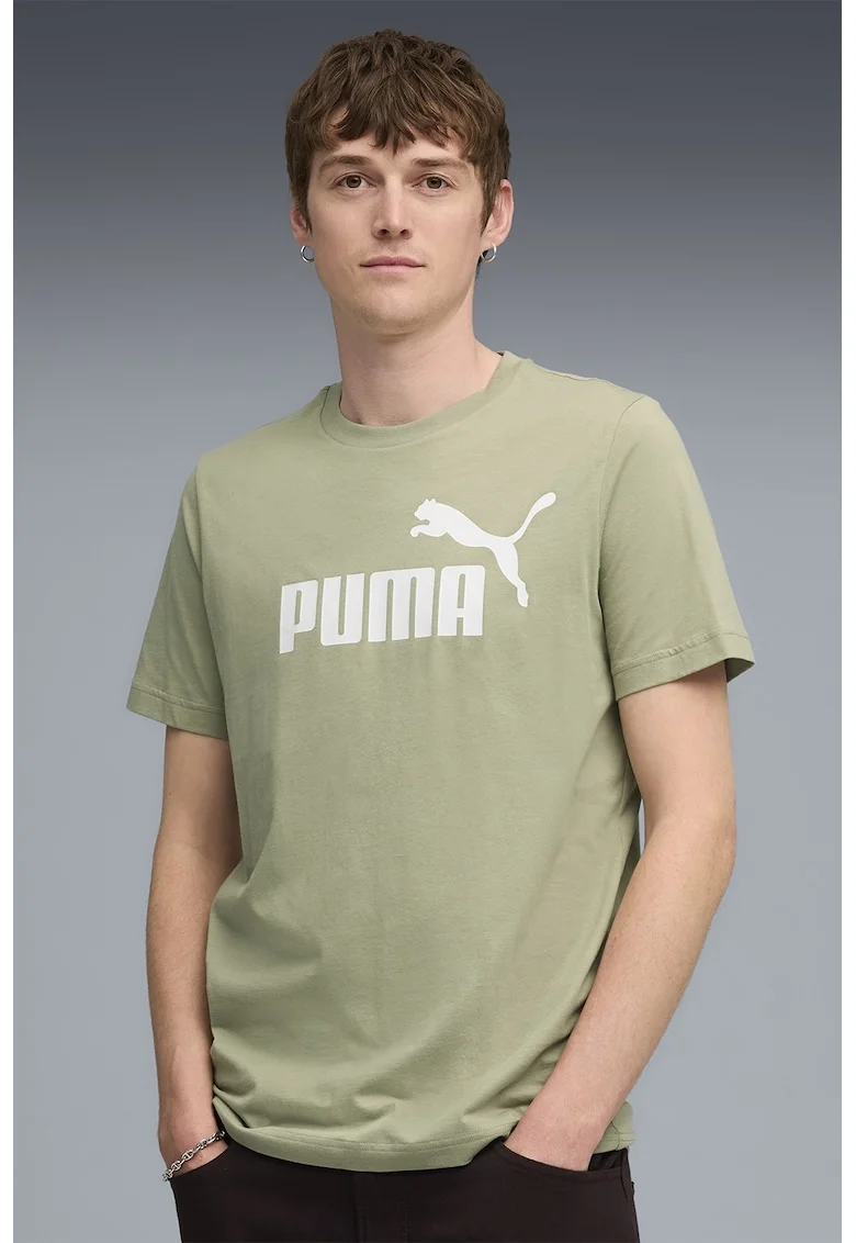 Tricou cu imprimeu logo ESS No. 1, Alb/Verde sparanghel