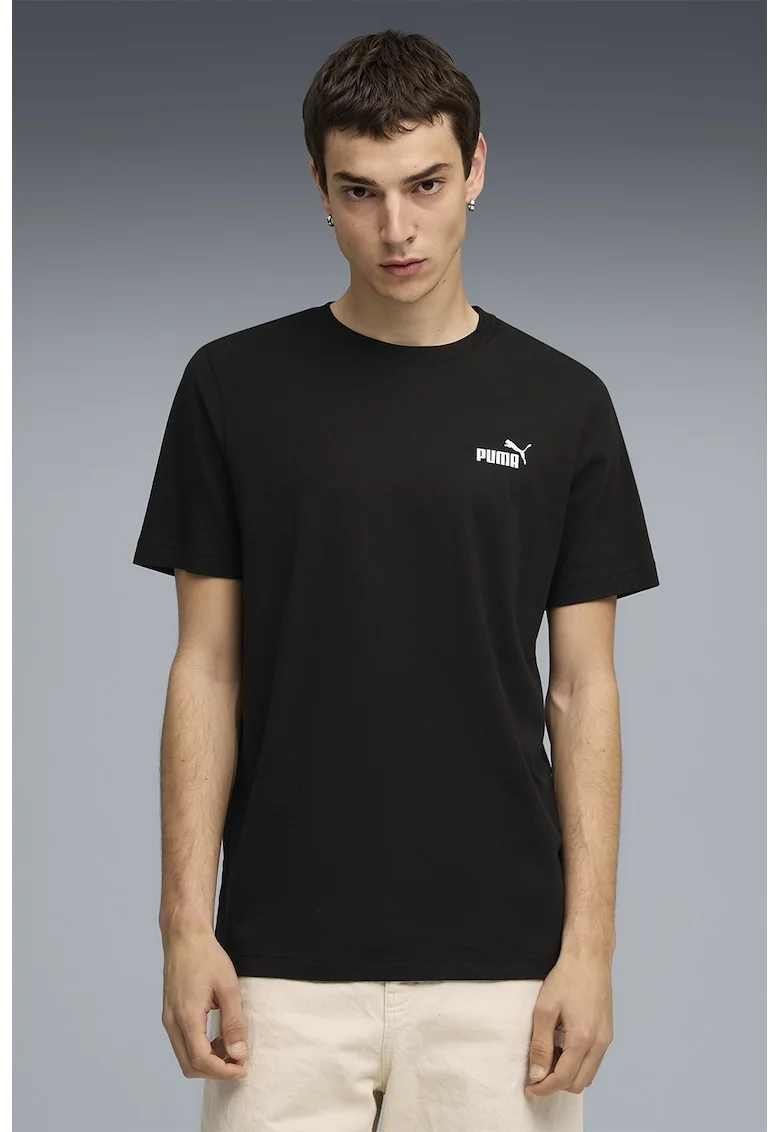 Tricou cu imprimeu logo pe spate, Negru