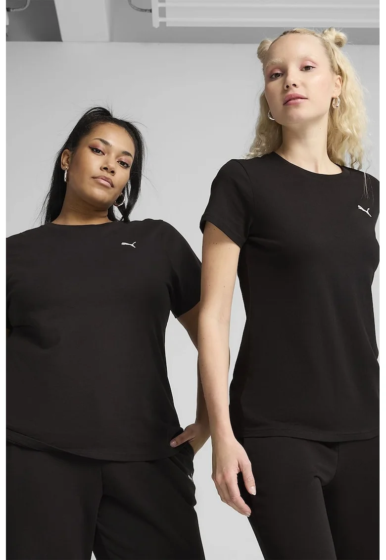 Tricou cu decolteu la baza gatului, Negru