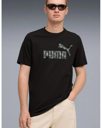 Tricou cu logo si decolteu la baza gatului ESS, Negru