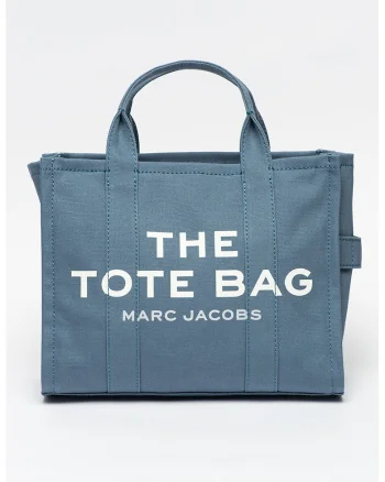 Geanta tote medie cu imprimeu logo si bareta detasabila The Canvas, Alb/Albastru