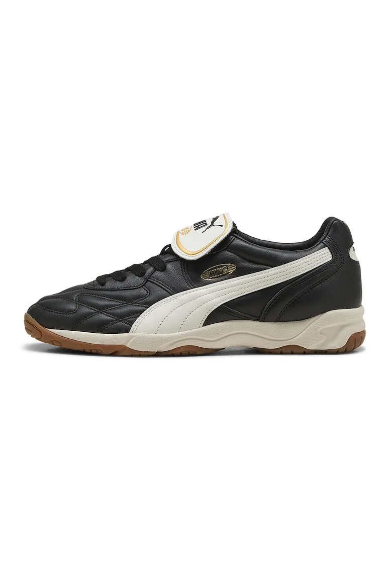 Pantofi sport King de piele cu logo, Negru/Maro nisip