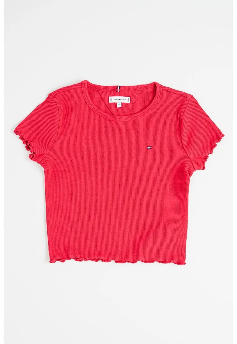 Tricou crop slim fit Essential, Roz zmeuriu