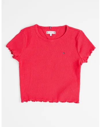 Tricou crop slim fit Essential, Roz zmeuriu