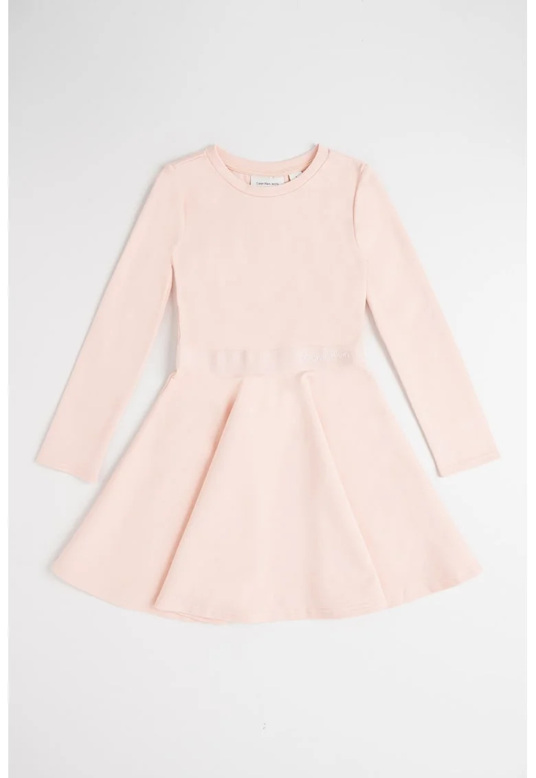 Rochie evazata cu logo, Roz prafuit
