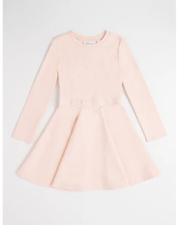 Rochie evazata cu logo, Roz prafuit