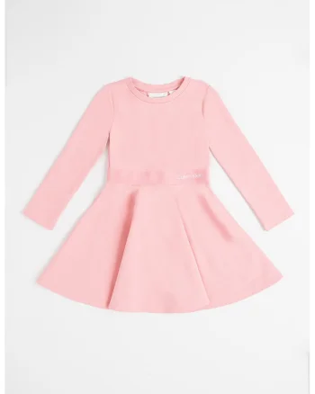 Rochie evazata cu logo, Roz inchis/Roz prafuit