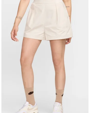 Pantaloni scurti cu pliuri, Crem