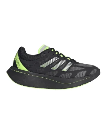 Pantofi sport din piele ecologica cu insertii din plasa Adizero Aruku, Negru/Verde lime