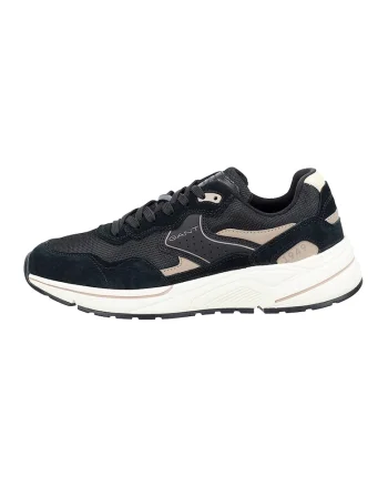 Pantofi sport din piele nabuc cu garnituri din plasa Jaybro, Negru/Gri carbune/Grej