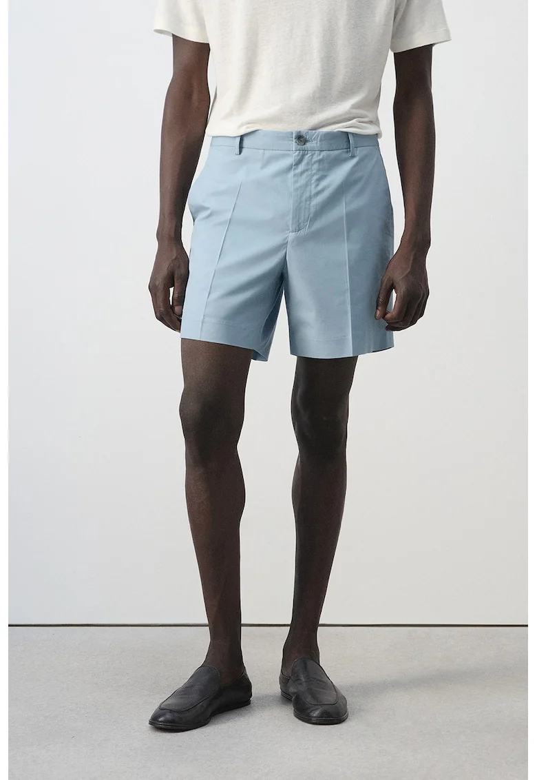 Pantaloni scurti Chino din bumbac si lyocell, Albastru pastel