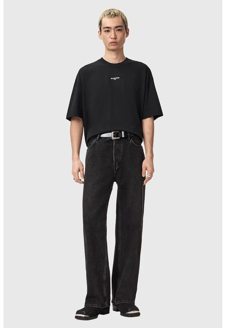 Tricou lejer din bumbac Mikro, Negru stins/Alb murdar
