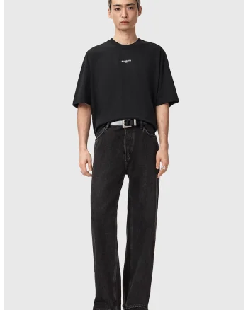 Tricou lejer din bumbac Mikro, Negru stins/Alb murdar