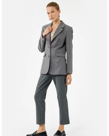 Pantaloni crop slim fit, Verde melange inchis